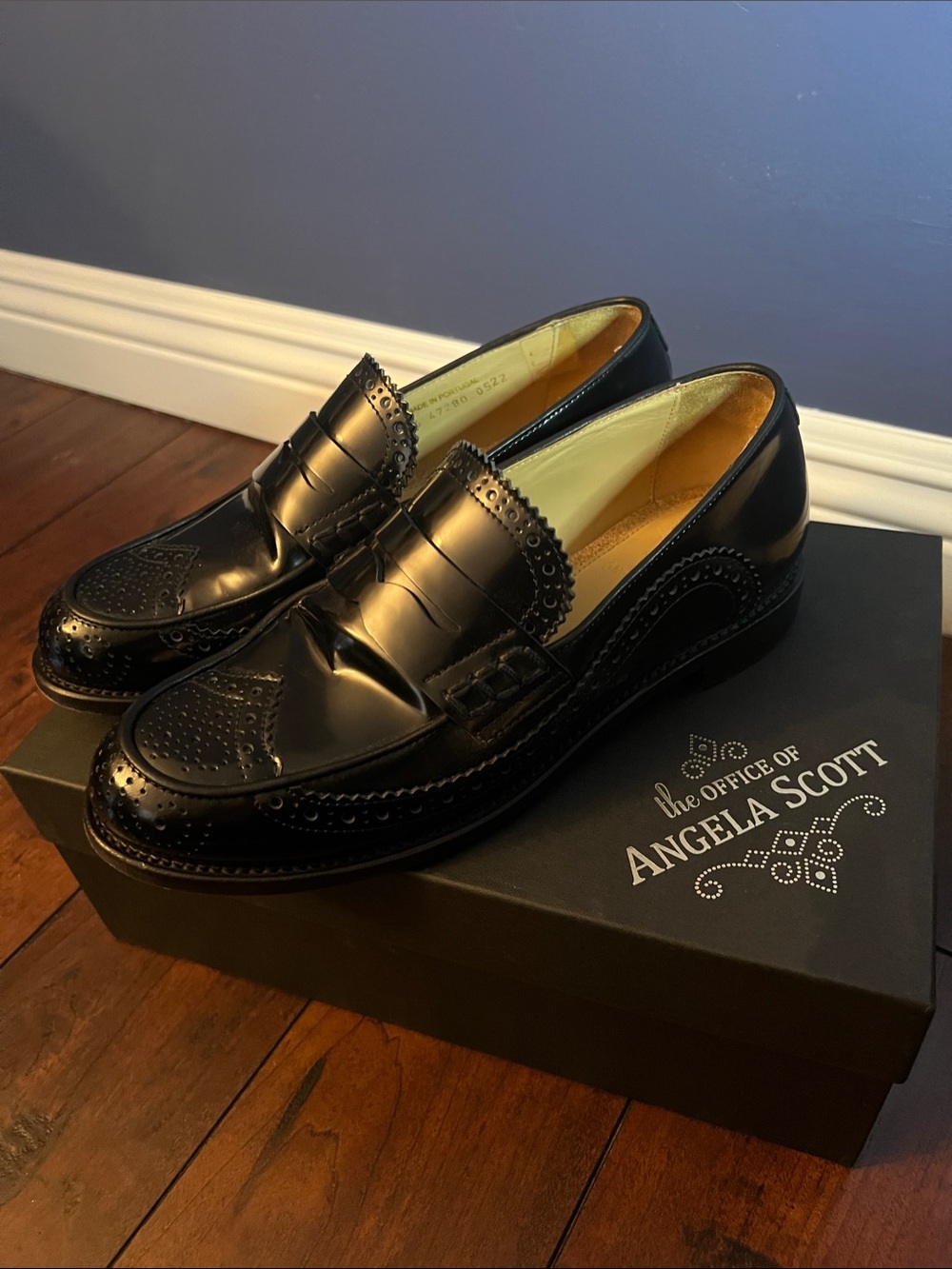 The Office of Angela Scott Classic Black Ms. Charlotte Penny Loafers Size 37.5